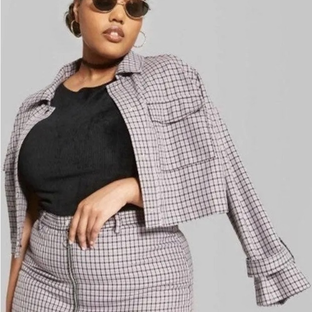 WILD FABLE • Plaid Lavender Crop Jacket Plus Size XXL